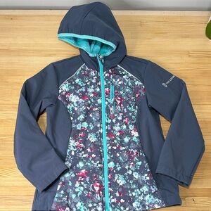 Free Country Kids Jacket - Gray & Floral - Size L (7/8) Fleece Lined